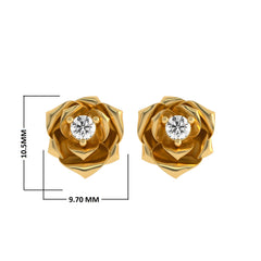 1/4 CT. Lab Created Round Solitaire Diamond Studded Rose Flower Stud Earrings