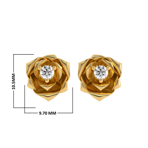1/4 CT. Lab Created Round Solitaire Diamond Studded Rose Flower Stud Earrings