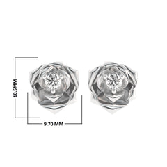 1/4 CT. Lab Created Round Solitaire Diamond Studded Rose Flower Stud Earrings