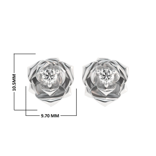 1/4 CT. Lab Created Round Solitaire Diamond Studded Rose Flower Stud Earrings