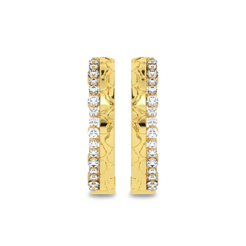 5/8 CT. Lab Created Round Diamond Studded Designer Hoop Earrings