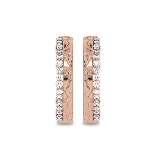 5/8 CT. Lab Created Round Diamond Studded Designer Hoop Earrings