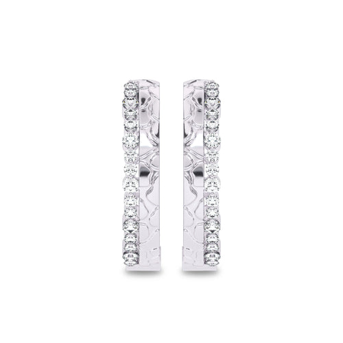 5/8 CT. Lab Created Round Diamond Studded Designer Hoop Earrings