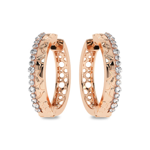 5/8 CT. Lab Created Round Diamond Studded Designer Hoop Earrings