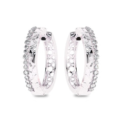 5/8 CT. Lab Created Round Diamond Studded Designer Hoop Earrings