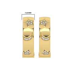 1/2 CT. Lab Created Diamond Studded Star and Crescent Moon Designer Hoop Earrings