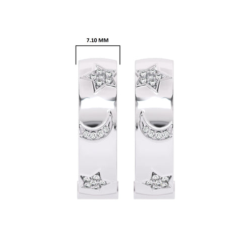 1/2 CT. Lab Created Diamond Studded Star and Crescent Moon Designer Hoop Earrings