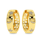 1/2 CT. Natural Diamond Studded Star and Crescent Moon Designer Hoop Earrings