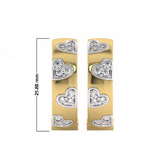 1 CT. Lab Created Diamond Studded Designer Little Hearts Embedded Hoop Earrings