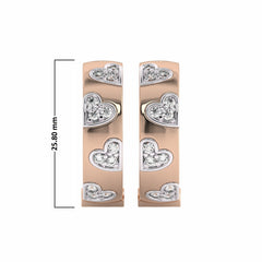 1 CT. Lab Created Diamond Studded Designer Little Hearts Embedded Hoop Earrings