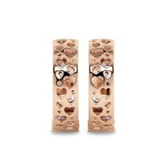 1 CT. Lab Created Diamond Studded Designer Little Hearts Embedded Hoop Earrings