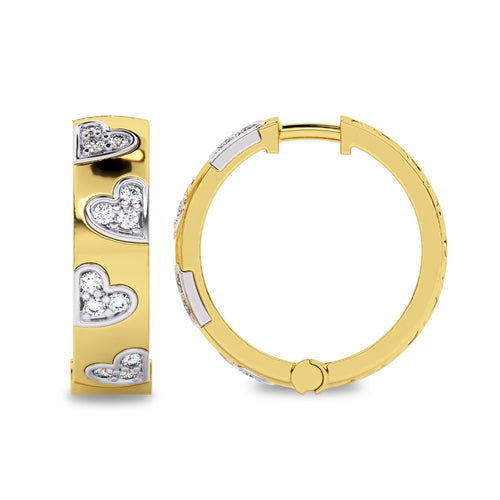 1 CT. Lab Created Diamond Studded Designer Little Hearts Embedded Hoop Earrings