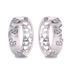 1 CT. Lab Created Diamond Studded Designer Little Hearts Embedded Hoop Earrings
