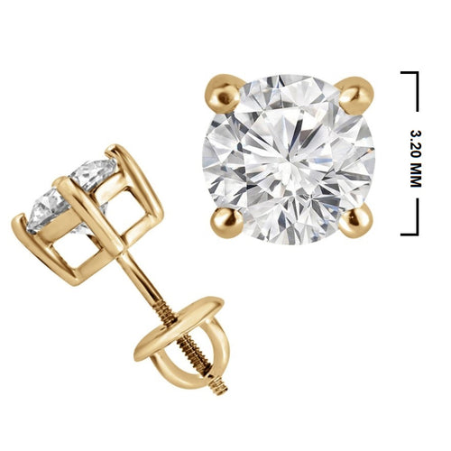 1/4 CT. Classic Solitaire Round Lab Created  Diamond Stud Earrings