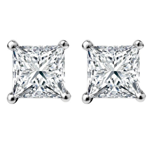 1/4 CT. Solitaire Princess Lab Created Diamond Stud Earrings