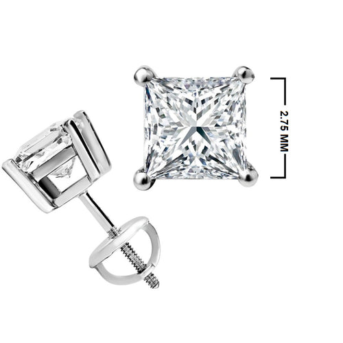 1/4 CT. Solitaire Princess Lab Created Diamond Stud Earrings