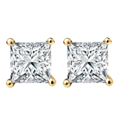 1/4 CT. Solitaire Princess Lab Created Diamond Stud Earrings