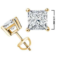 1/4 CT. Solitaire Princess Lab Created Diamond Stud Earrings