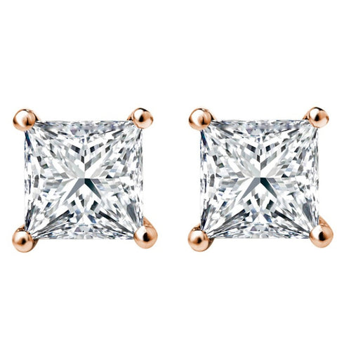 1/4 CT. Solitaire Princess Lab Created Diamond Stud Earrings