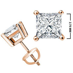 1/4 CT. Solitaire Princess Lab Created Diamond Stud Earrings