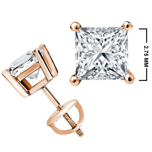 1/4 CT. Solitaire Princess Lab Created Diamond Stud Earrings