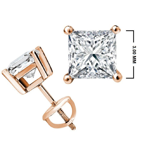 1/3 CT. Solitaire Princess Lab Created Diamond Stud Earrings