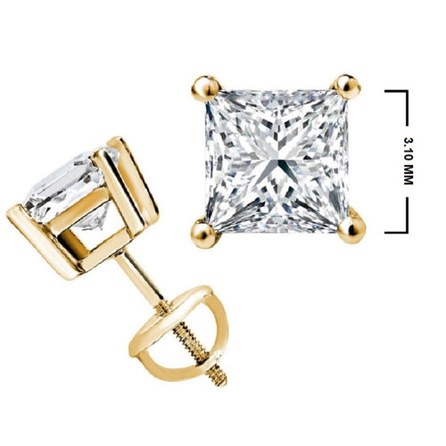 3/8 CT. Solitaire Princess Lab Created Diamond Stud Earrings