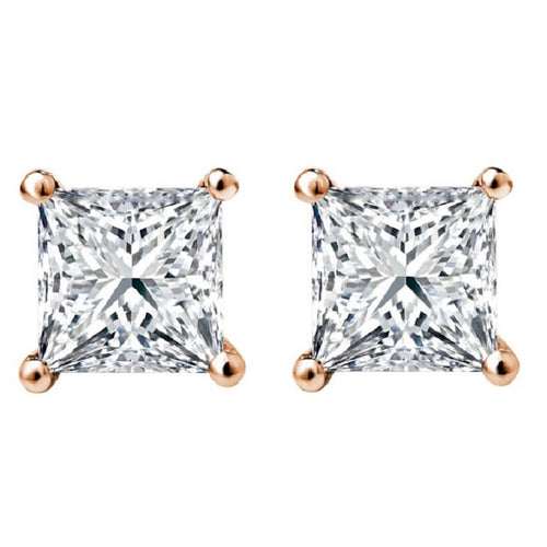 3/8 CT. Solitaire Princess Lab Created Diamond Stud Earrings