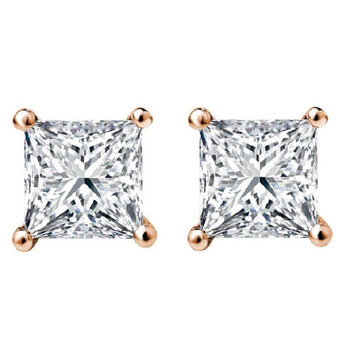 3/8 CT. Solitaire Princess Lab Created Diamond Stud Earrings