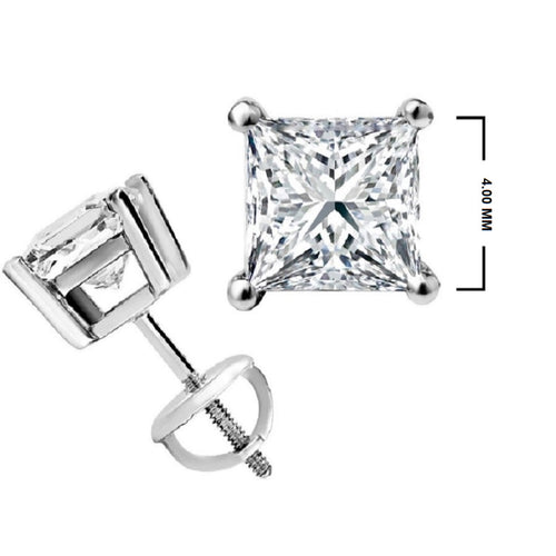 1/2 CT. Solitaire Princess Lab Created Diamond Stud Earrings