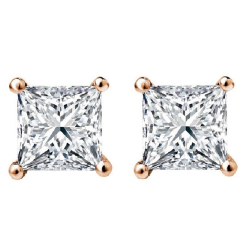 1/2 CT. Solitaire Princess Lab Created Diamond Stud Earrings