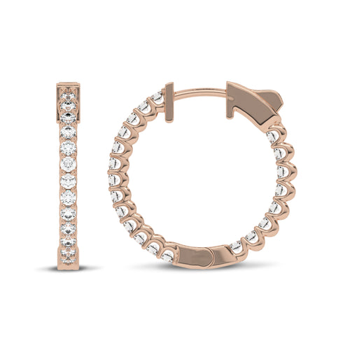 1 CT. Round Lab Created Diamond Inside Out Hoop Earrings