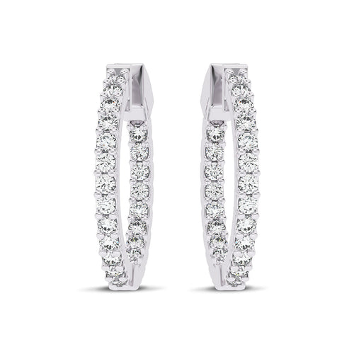 2 CT. Round Lab Created Diamond Inside Out Hoop Earrings