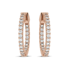 2 CT. Round Lab Created Diamond Inside Out Hoop Earrings