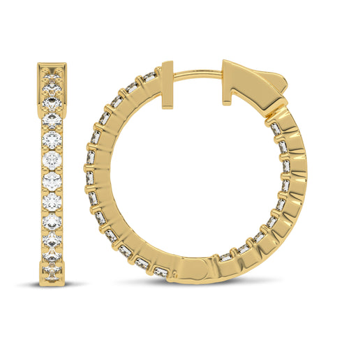 2 CT. Round Lab Created Diamond Inside Out Hoop Earrings