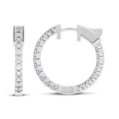 1 1/2 CT. Round Diamond Inside Out Hoop Earrings