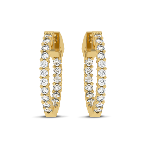 1 1/2 CT. Round Diamond Inside Out Hoop Earrings