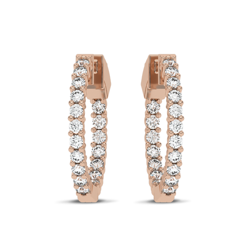 1 1/2 CT. Round Diamond Inside Out Hoop Earrings