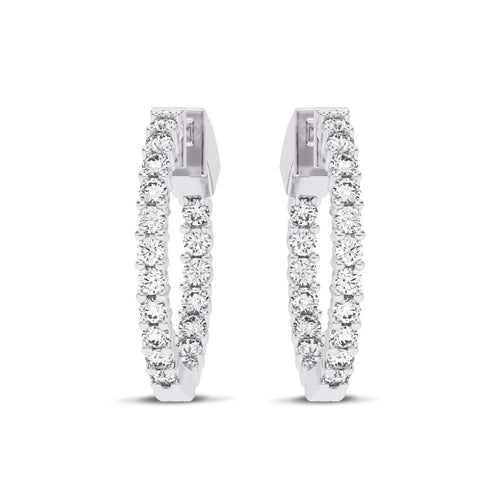 1 1/2 CT. Round Diamond Inside Out Hoop Earrings