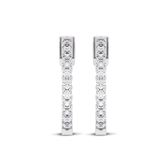 1 1/2 CT. Round Diamond Inside Out Hoop Earrings