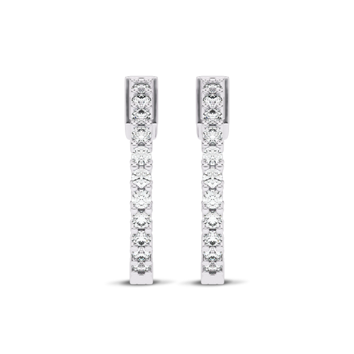 1 1/2 CT. Round Diamond Inside Out Hoop Earrings