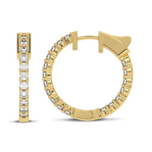 1 1/2 CT. Round Diamond Inside Out Hoop Earrings
