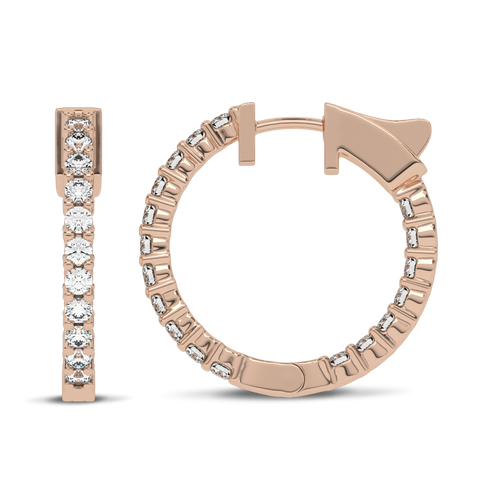 1 1/2 CT. Round Diamond Inside Out Hoop Earrings