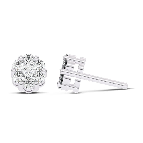 3/4 CT. Floral Cluster Lab Created Diamond Stud Earrings