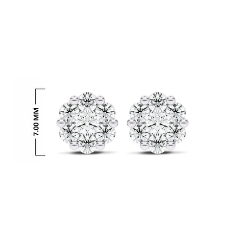 3/4 CT. Floral Cluster Lab Created Diamond Stud Earrings
