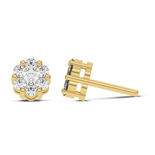 3/4 CT. Floral Cluster Lab Created Diamond Stud Earrings