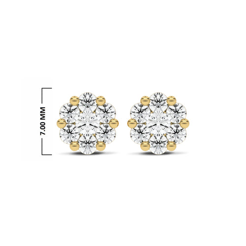 3/4 CT. Floral Cluster Lab Created Diamond Stud Earrings