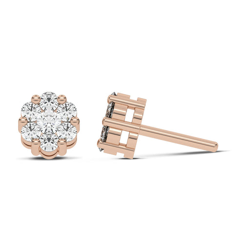 3/4 CT. Floral Cluster Lab Created Diamond Stud Earrings
