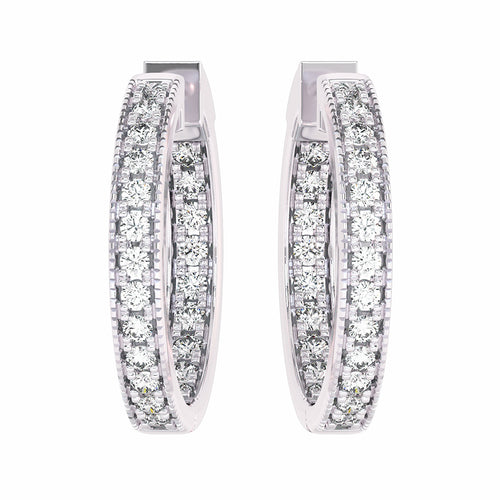 2 CT. Round Lab Created Diamond Eternity Hoop Earrings