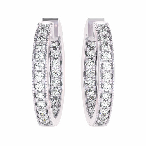 2 CT. Round Lab Created Diamond Eternity Hoop Earrings